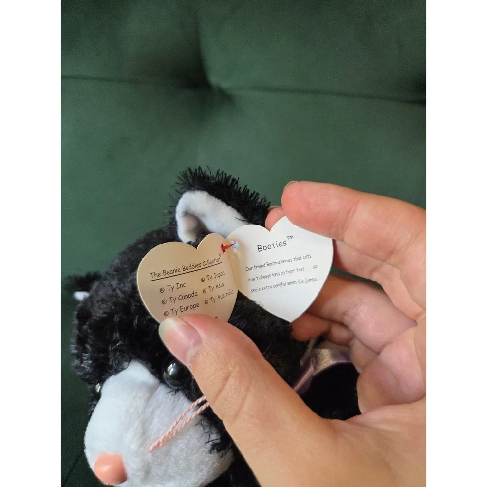 Ty Beanie Buddies 2004 Booties Black White Tuxedo Cat Plush 12'' With Tags